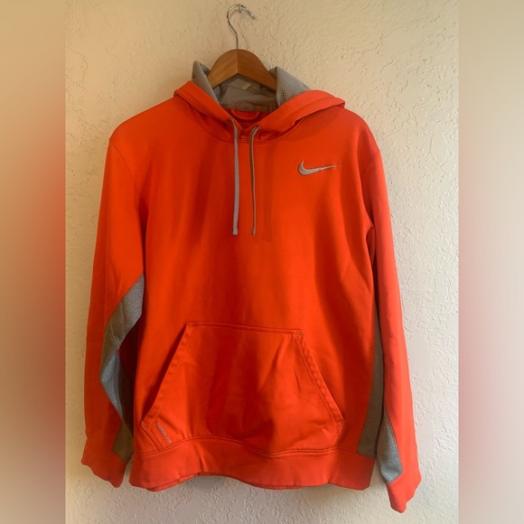 Nike Other - Orange Nike hooded sweatshirt, bright orange and grey tech fabric Medium